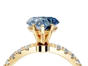Open Basket Engagement Ring Setting for Fancy Blue Heart-Shaped Center with Pave Band and Prong Head in Yellow Gold