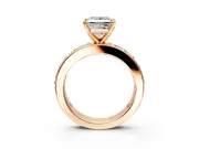 Solitaire Engagement Ring Setting for Princess Cut Center with Channel-Set Accents and Prong Head in Rose Gold