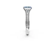 Solitaire Engagement Ring Setting for Fancy Blue Radiant Cut Center with Pave Rail Split Shank and Prong Head in Platinum