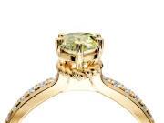 Solitaire Engagement Ring Setting for Fancy Yellow Pear-Shaped Center with Raised Channel Band and Prong Head in Yellow Gold
