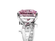 Solitaire Engagement Ring Setting for Fancy Pink Radiant Cut Center with Pave and Plain Crossover Band and Prong Head in Sterling Silver
