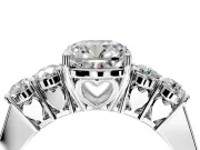 5 Stone Engagement Ring Setting for Cushion Cut Center with Equal Close-Set Accents and Prong Head in Platinum