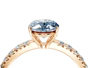 Solitaire Engagement Ring Setting for Fancy Blue Oval Center with Large Accent Band and Prong Head in Rose Gold