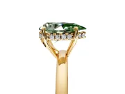 Solitaire Engagement Ring Setting for Fancy Green Pear-Shaped Center with Fine Wire Band and Prong Head in Yellow Gold