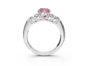 Cluster Engagement Ring Setting for Fancy Pink Cushion Cut Center with Round Cut Accent Frame and Prong Head in White Gold