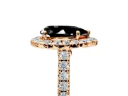Halo Engagement Ring Setting for Fancy Black Pear-Shaped Center with Narrowing Pave Band and Prong Head in Rose Gold