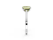 Solitaire Engagement Ring Setting for Fancy Yellow Asscher Cut Center with Tapered Shoulders and Prong Head in Sterling Silver