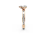 Solitaire Engagement Ring Setting for Pear-Shaped Center with Channel Baguette Band and Prong Head in Rose Gold