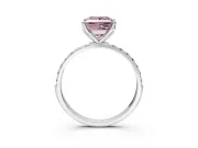 Solitaire Engagement Ring Setting for Fancy Pink Princess Cut Center with Fine Pave Accents and Prong Head in White Gold