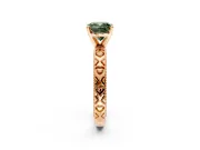 Solitaire Engagement Ring Setting for Fancy Green Cushion Cut Center with XO Engraved Band and Prong Head in Rose Gold