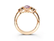 Cluster Engagement Ring Setting for Fancy Pink Pear-Shaped Center with Bezel Accent Clusters and Prong Head in Rose Gold