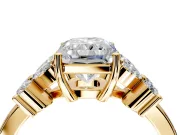 Floral Engagement Ring Setting for Radiant Cut Center with Marquise Cluster Shoulders and Prong Head in Yellow Gold