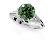Solitaire Engagement Ring Setting for Fancy Green Round Cut Center with Milgrain Cathedral Band and Prong Head in Platinum