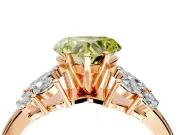 Leaf Cluster Engagement Ring Setting for Fancy Yellow Heart-Shaped Center with Marquise Accents and Prong Head in Rose Gold