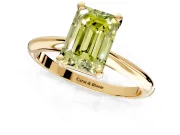 Solitaire Engagement Ring Setting for Fancy Yellow Emerald Cut Center with Knife Ridge Band and Claw Prong Head in Yellow Gold