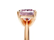 Solitaire Engagement Ring Setting for Fancy Pink Princess Cut Center with Knife Ridge Band and Claw Prong Head in Rose Gold