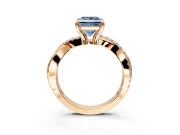 Solitaire Engagement Ring Setting for Fancy Blue Princess Cut Center with Half-Pave Crossover Band and Prong Head in Rose Gold