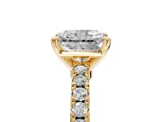 Solitaire Engagement Ring Setting for Radiant Cut Center with Single Row Accent Band and Prong Head in Yellow Gold