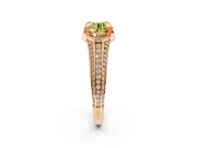 Solitaire Engagement Ring Setting for Fancy Yellow Round Cut Center with Accented Split Shank and Prong Head in Rose Gold
