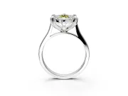 Single Halo Engagement Ring Setting for Fancy Yellow Marquise Center with Corner Claws, Plain Band and Prong Head in Sterling Silver