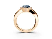 Halo Engagement Ring Setting for Fancy Blue Heart-Shaped Center with Wide Band, Inlaid Accent Row and Prong Head in Rose Gold