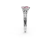 Solitaire Engagement Ring Setting for Fancy Pink Pear-Shaped Center with Filigree Band and Prong Head in Platinum