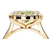 Single Halo Engagement Ring Setting for Fancy Yellow Cushion Cut Center with Corner Claws, Plain Band and Prong Head in Yellow Gold