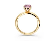 Solitaire Engagement Ring Setting for Fancy Pink Cushion Cut Center with Wide Knife Ridge Band and Prong Head in Yellow Gold