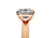Solitaire Engagement Ring Setting for Asscher Cut Center with Wide Knife Ridge Band and Prong Head in Rose Gold