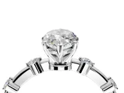 Solitaire Engagement Ring Setting for Marquise Center with Bezel Station Band and Prong Head in Platinum