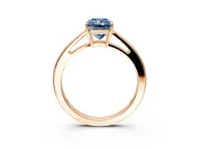 Solitaire Engagement Ring Setting for Fancy Blue Radiant Cut Center with Open Cathedral Shoulders and Prong Head in Rose Gold