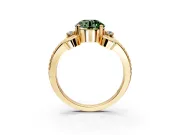 Solitaire Engagement Ring Setting for Fancy Green Round Cut Center with Twisted Band and Scroll Prong Head in Yellow Gold