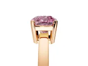 Solitaire Engagement Ring Setting for Fancy Pink Cushion Cut Center with Plain Band and Flat Tab Prong Head in Rose Gold