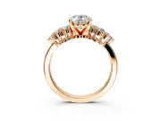 Cluster Engagement Ring Setting for Oval Center with 2-Row Shoulder Clusters and Prong Head in Rose Gold