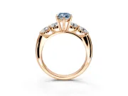 5 Stone Engagement Ring Setting for Fancy Blue Marquise Center with Graduated Accents and Prong Head in Rose Gold