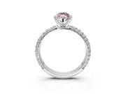 Solitaire Engagement Ring Setting for Fancy Pink Marquise Center with Domed Multi-Row Pave Band and Prong Head in Sterling Silver