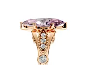 Solitaire Engagement Ring Setting for Fancy Pink Marquise Center with Marquise and Bezel Accents and Prong Head in Rose Gold