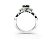 3 Stone Engagement Ring Setting for Fancy Green Radiant Cut Center with Pave Twist Band and Prong Head in Platinum