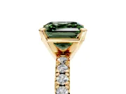 Solitaire Engagement Ring Setting for Fancy Green Asscher Cut Center with Large Accents and Prong Head in Yellow Gold