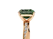 Side Accent Engagement Ring Setting for Fancy Green Asscher Cut Center with Accent Shoulders and Prong Head in Rose Gold
