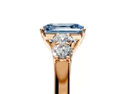 5 Stone Engagement Ring Setting for Fancy Blue Emerald Cut Center with Equal Close-Set Accents and Prong Head in Rose Gold