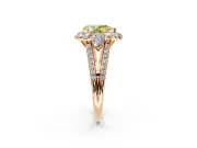 Halo Engagement Ring Setting for Fancy Yellow Pear-Shaped Center with Two-Strand Split Shank and Prong Head in Rose Gold