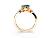 Solitaire Engagement Ring Setting for Fancy Green Heart-Shaped Center with Marquise Flower Shoulders and Prong Head in Rose Gold