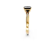 Side Accent Engagement Ring Setting for Fancy Black Princess Cut Center with Accent Shoulders and Prong Head in Yellow Gold