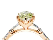 Baguette Engagement Ring Setting for Fancy Yellow Marquise Center with Alternating Bar-Set Band and Prong Head in Rose Gold