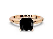 Solitaire Engagement Ring Setting for Fancy Black Cushion Cut Center with Wire Band and Prong Head in Rose Gold