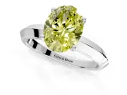 Solitaire Engagement Ring Setting for Fancy Yellow Oval Center with Wide Knife Ridge Band and Prong Head in Sterling Silver