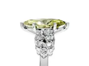 Cluster Engagement Ring Setting for Fancy Yellow Marquise Center with 2-Row Shoulder Clusters and Prong Head in Sterling Silver