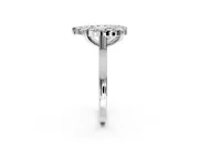Single Halo Engagement Ring Setting for Pear-Shaped Center with Corner Claws, Plain Band and Prong Head in White Gold