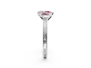 Solitaire Engagement Ring Setting for Fancy Pink Pear-Shaped Center with Engraved Milgrain Band and Prong Head in Sterling Silver